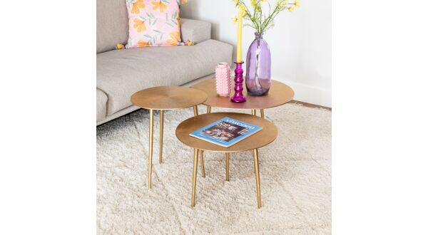 Coffee table set Nobby - Antique gold - Metal - 60 cm
