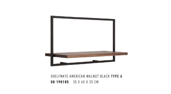 Shelfmate Type A Walnoot / Black 65cm x 25cm x H35cm   