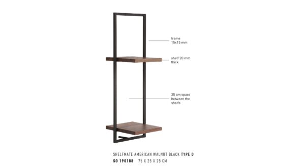 Shelfmate Type D Walnut / Black 25cm x 25cm x H75cm