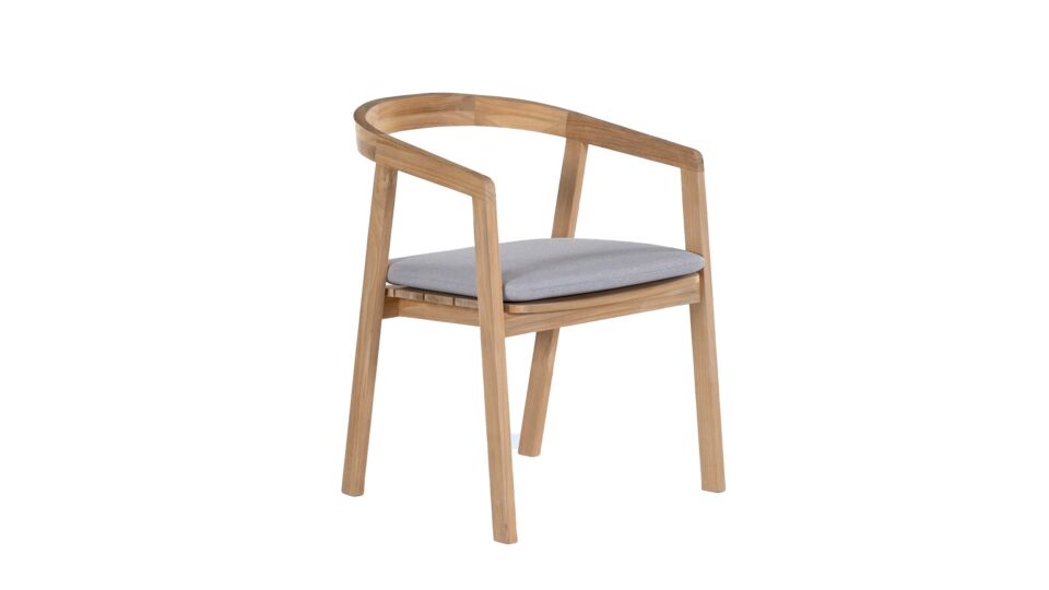 Chaise en teck Cabrini Design Chair Light Brossé + Coussin Gris Clair Olefin main product photo