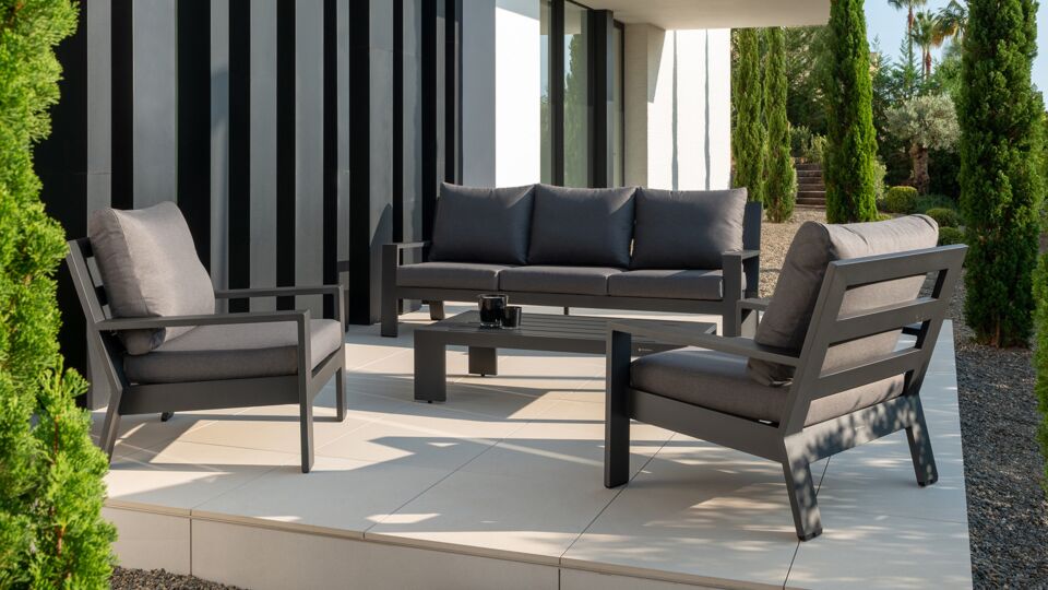 Alu Lounge Melodi Sofa Set Charcoal Mat + Zit en Rugkussen Olefin Grey main product photo
