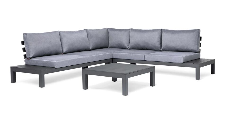 Vienna Corner Lounge Set 4-piece Alu Royal Gray Mat + Pepper Gray Cushions Water Repellent main product photo