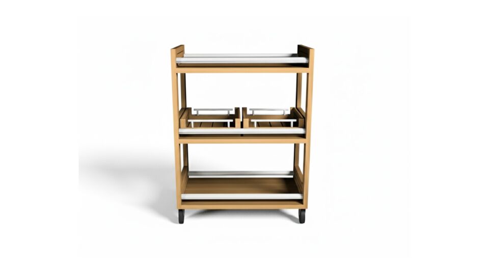 Teak Bathroom Trolley Stainless Bar 60cm x 40cm x 77cm H main product photo