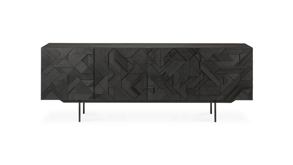 Teck noir Buffet Graphic 224 x 45cm Ethnicraft main product photo