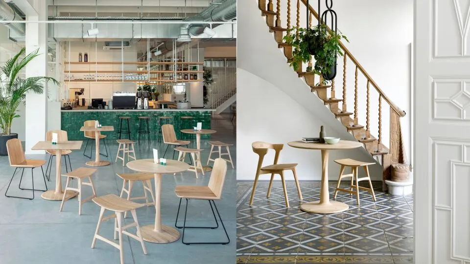 Torsion oak interieurtafel 70x70x76cm ethnicraft sfeer duo