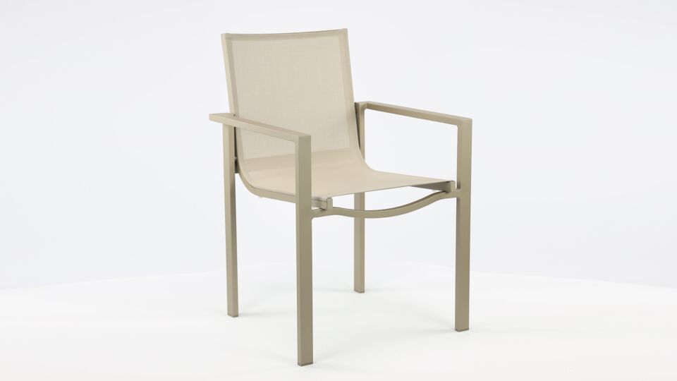 Alu Stapelstoel Arolla Champagne Mat - Light Taupe Textilene main product photo