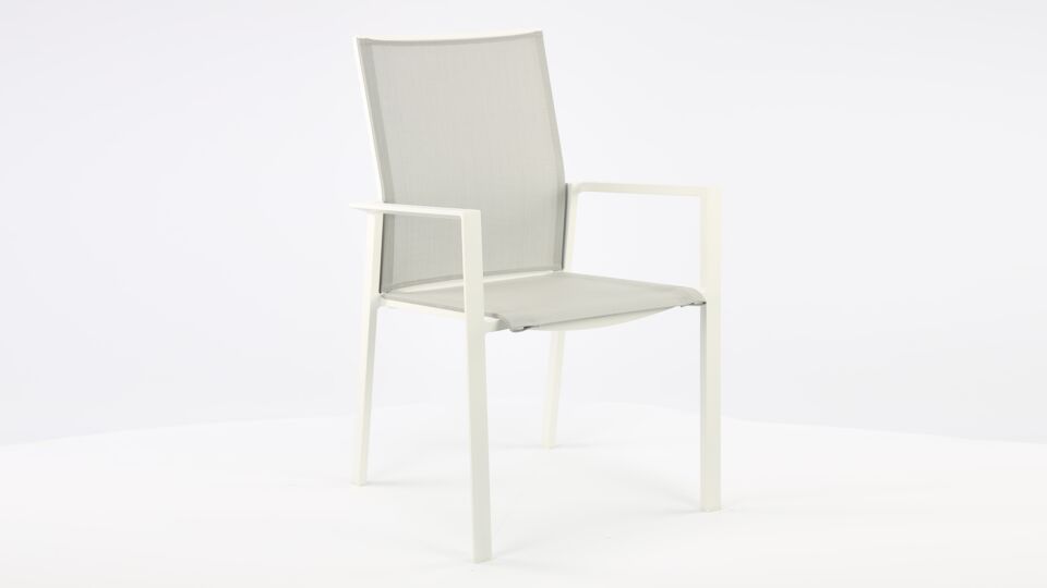 Alu Stacking Chair Calvin White Matt - Light Grey Textilene main product photo