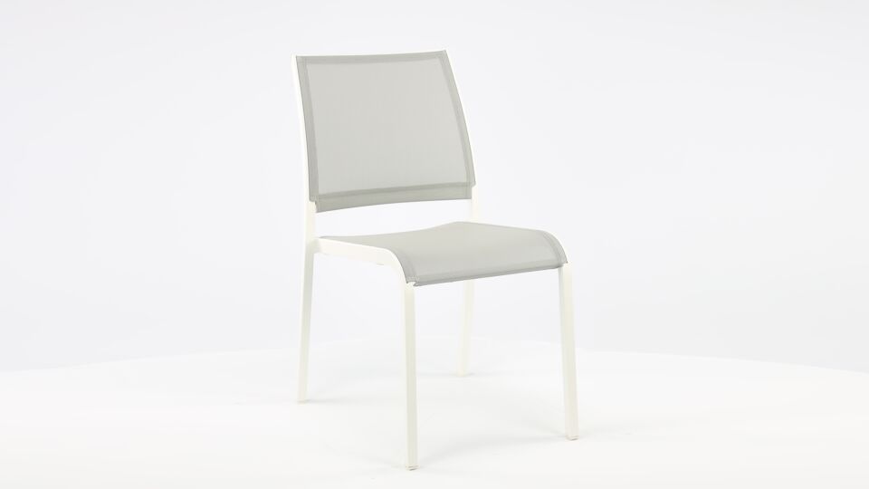 Alu Stapelstoel Nice White Mat + Light Grey Textilene main product photo