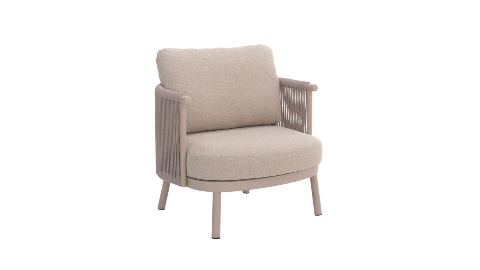 Alu Lounge Milan 1-Sitzer Alu Leinen mit Seil Beige + Sitz- und Rückenkissen Beige main product photo