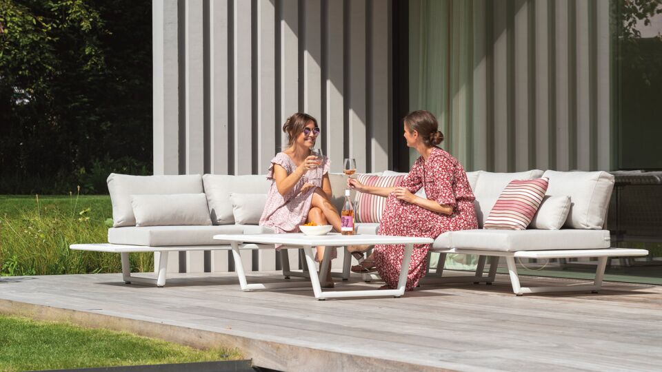 Alu Lounge Set Palma White Mat + Rope Sand with Cushions Color Sand Olefin main product photo