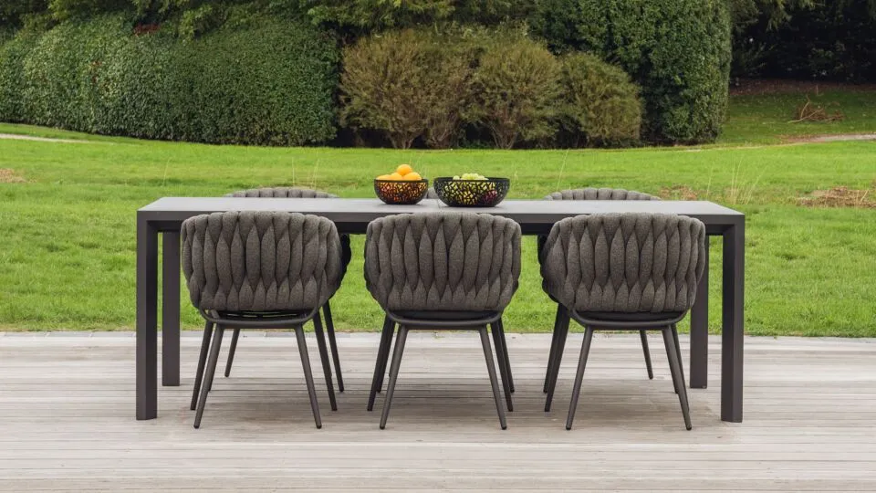 Alu dining chair vigo chaircoal rope dark grey