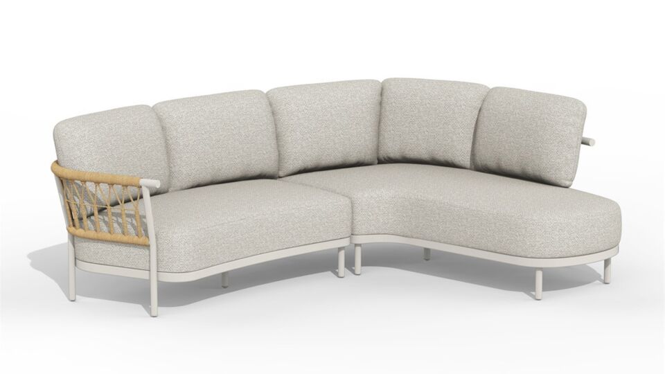 Alu Lounge Fresca Corner Set Organic Left Alu Frame Creme White With AW Cushions Dove Olefin main product photo
