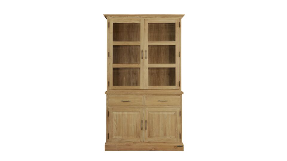 Vitrine Classique en Teck 120 cm 4 Portes Tournantes + 2 Tiroirs Collection Classic-Line Diamond main product photo