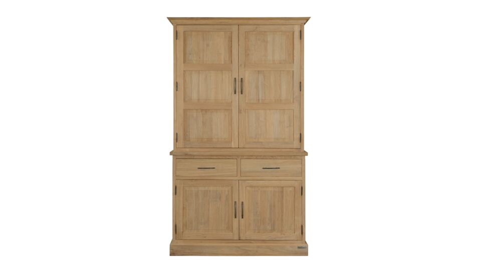 Teak Classic Display Cabinet 120cm 4 Revolving Doors + 2 Drawers Classic-Line Diamond Collection main product photo