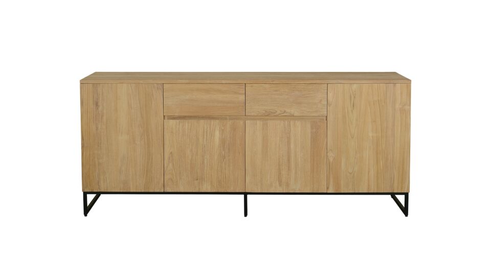 Modena Dressoir Met 4 Draaideuren en 2 Laden 200cm x 47cm x H85cm Teak Light Brushed main product photo