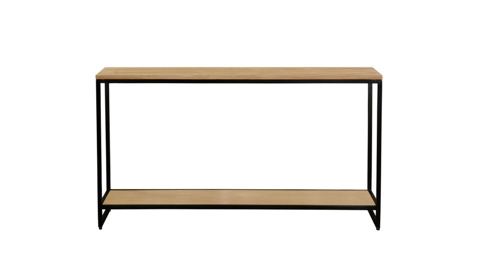 Console Murale Modena Double Plateau 140cm x 30cm x H78cm Teck Clair Brossé main product photo