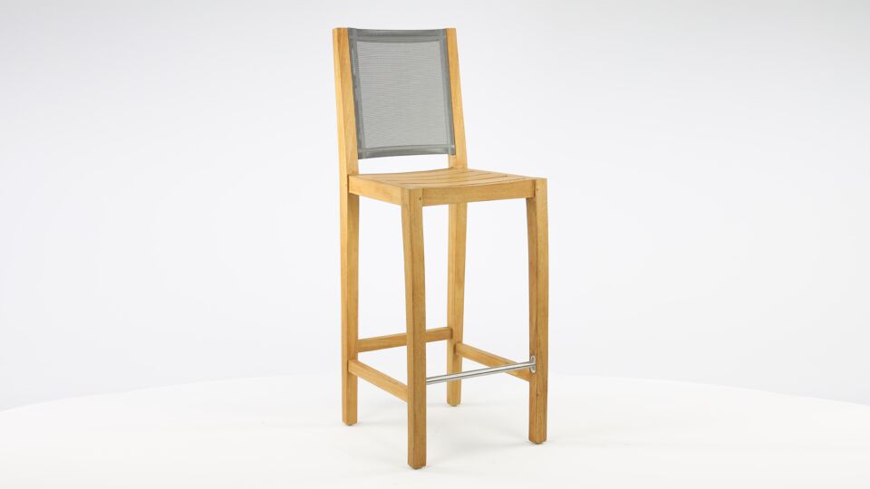 Barstoel Vast Teak Batylene Silver Antraciet 43 45 x H115cm - Diamond Collection - Zit H75 main product photo