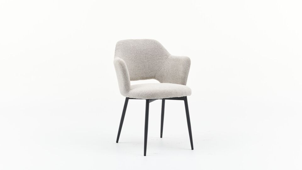 Dining room chair Elly Fabric Sneak Natural - Legs Black Metal main product photo