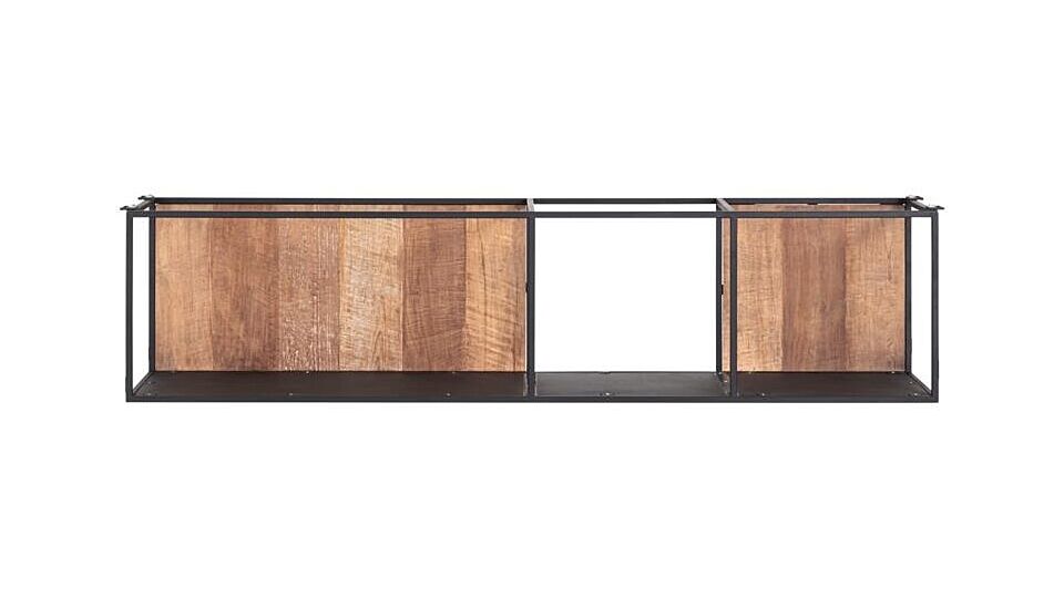 Cosmo TV Wandelement Hangrek 180cm x 40cm x H43cm Recup Teak Hout Met Zwart Metalen Frame main product photo