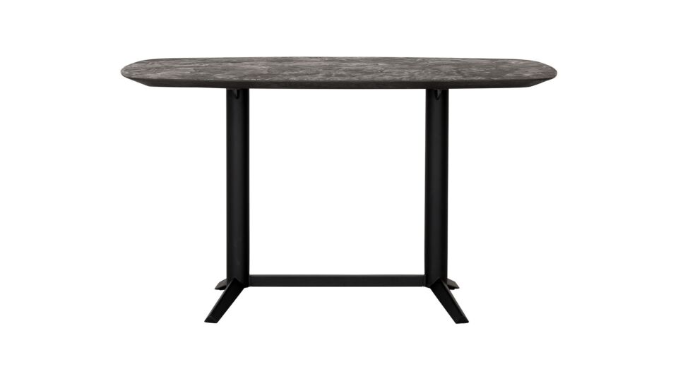 Table de comptoir Soho 160 cm x 90 cm x H90 cm plateau en mortex avec base en métal noir main product photo