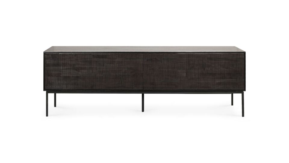 Teck noir Meuble TV Grooves 162 x 45cm Ethnicraft main product photo