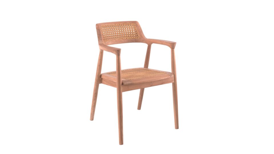 Teak Garden Chair Semarang With Cane Wickerwork and Armrests main product photo