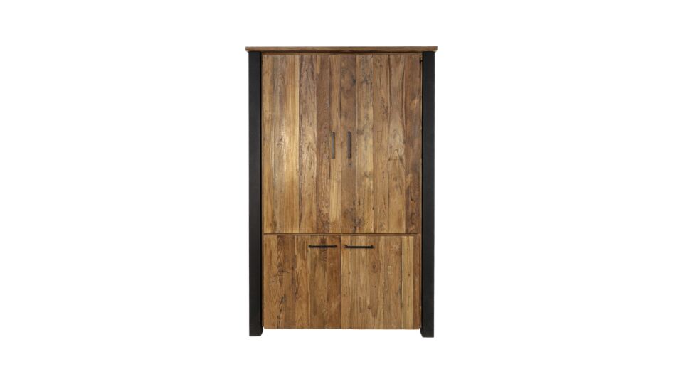 Meuble bar Signature en bois avec 4 portes 120 cm x 45 cm x H190 cm Teck vintage main product photo