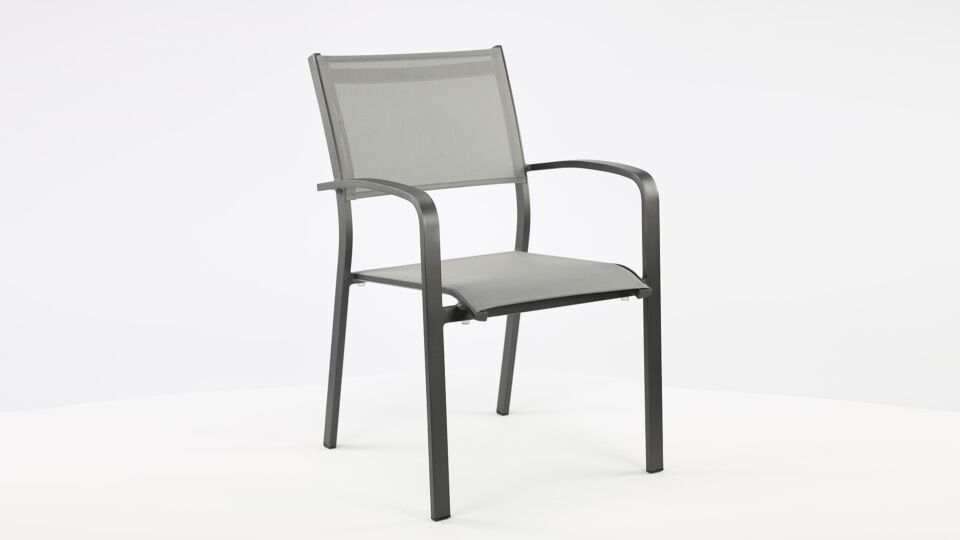 Alu Stapelstoel Saint-Tropez Charcoal Mat - Silver Grey Textilene main product photo