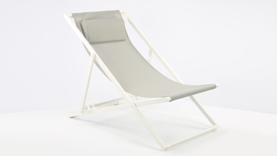Alu Libec Transat Blanc Mat - Gris Clair Textilène main product photo