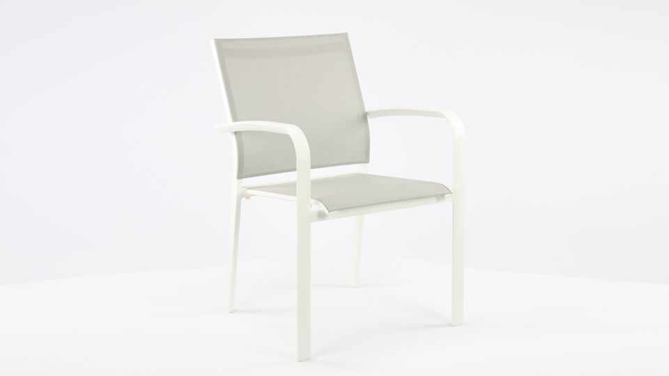 Alu Stacking Chair Malaga White Matt - Light Grey Textilene main product photo