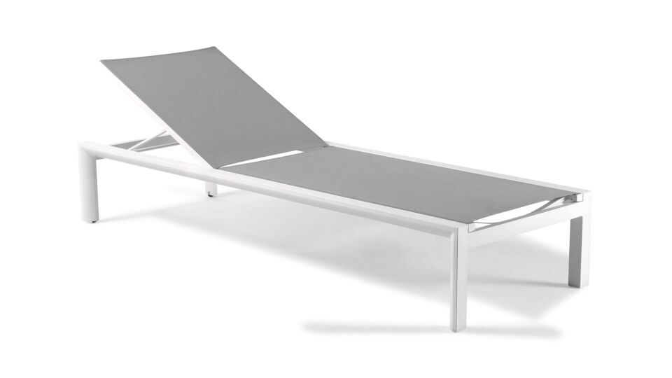 Alu Lounger Valdes White Mat - Light Gray Textilene main product photo