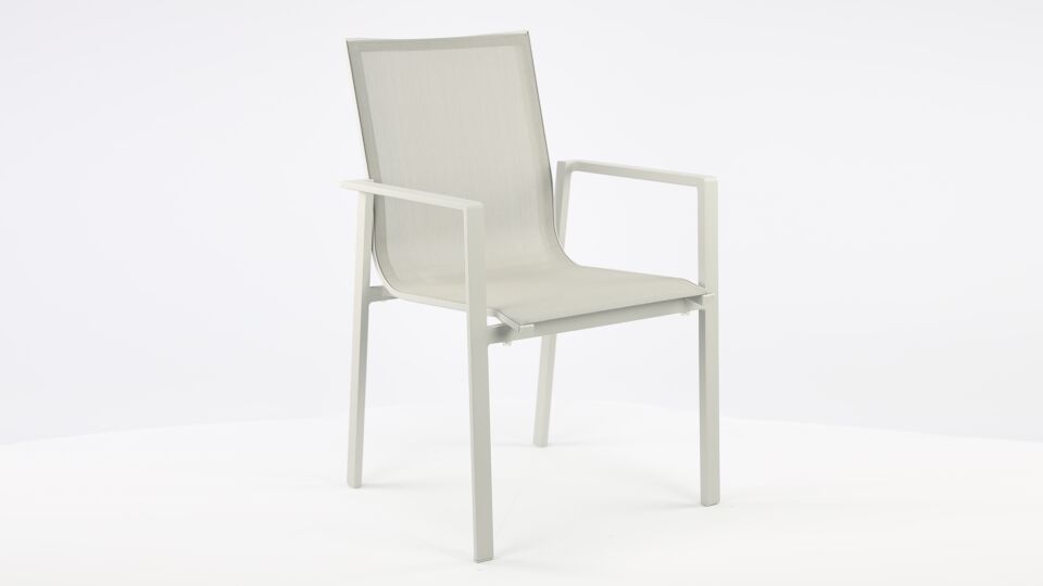 Chaise Empilable Alu Arosa Mistral Gris Mat Textilène Gris Clair main product photo