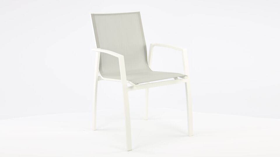 Alu Stacking Chair Bologna White Matt - Light Grey Textilene main product photo