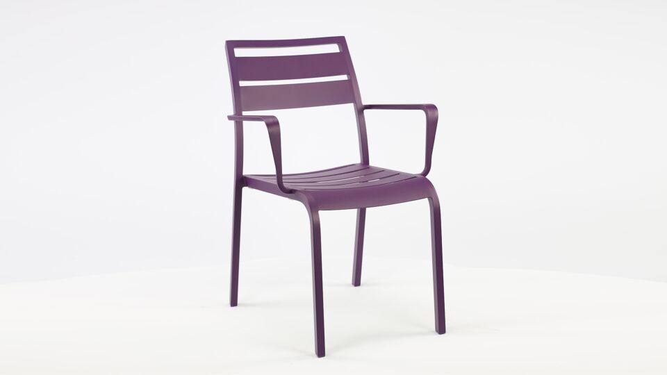 Alu Stapelstuhl Nice Slat Lila Matt + Armlehne main product photo