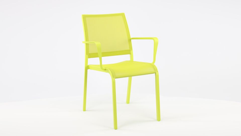 Alu Stacking Chair Nice Green Mat + Green Textilene + Armrest main product photo