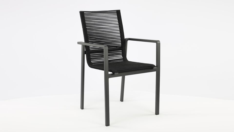 Alu-Stapelstuhl Aruba Anthrazit Matt Alu + schwarzes Outdoor-Seil main product photo
