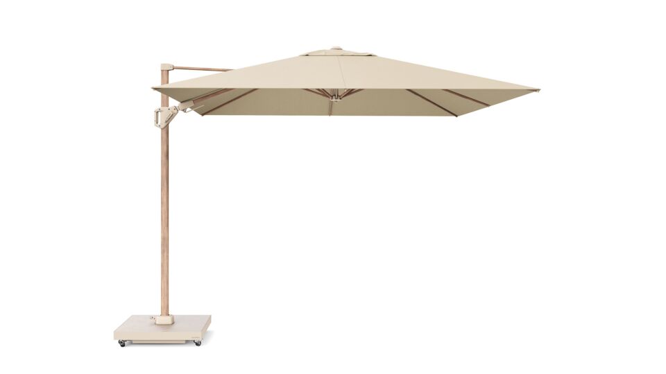 Parasol flottant Challenger T2 Premium 300cm x 300cm Mât Teck Alu - Tissu Champagne main product photo