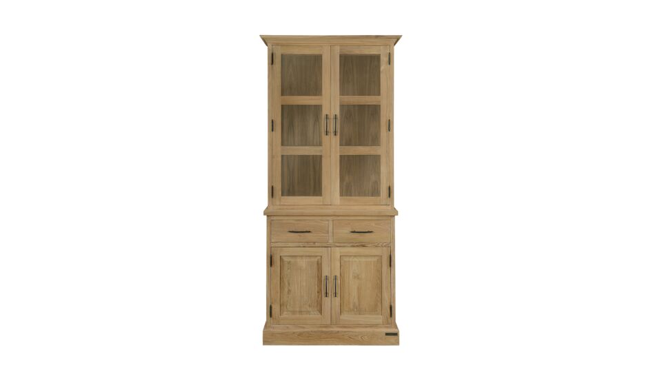 Vitrine Classique en Teck 090 cm 4 Portes Tournantes + 2 Tiroirs Collection Classic-Line Diamond main product photo