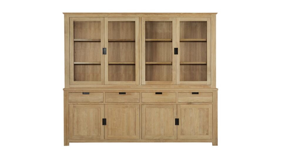Vitrine Moderne Noire 240cm 8 Portes Tournantes + 4 Tiroirs Collection Modern-Line Diamond main product photo
