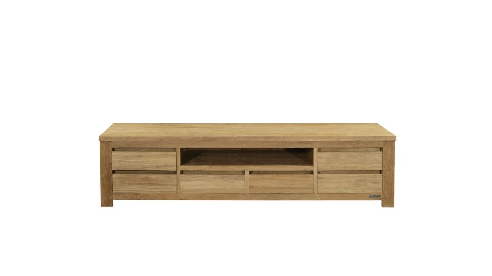 Teak TV cabinet Fien 200cm with 6 handleless drawers Diamond Collection main product photo