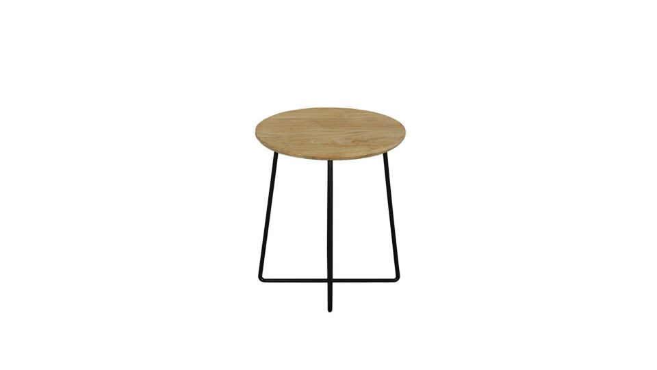 Modena Coffee Table Round With 4 Metal Legs Black Dia 040cm Teak Light Brushed - Diamond Collection main product photo