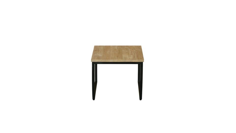 Table Basse Modena Carrée avec Structure en Métal Noir 040cm Teck Clair Brossé - Diamond Collection main product photo