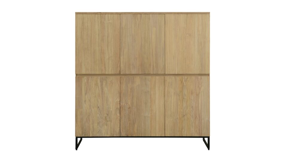 Teakholz-Barschrank Modena 150 cm mit 6 Flügeltüren – Diamond Collection main product photo