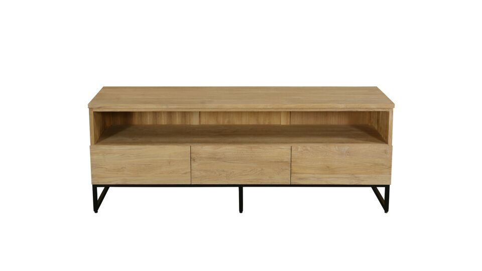 Modena TV Meubel 150cm Met 3 Laden En open Nis Teak Light Brushed - Diamond Collection main product photo