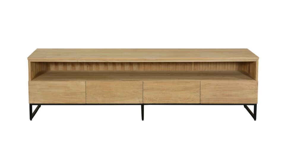 Modena TV Meubel 200cm Met 4 Laden En open Nis Teak Light Brushed - Diamond Collection main product photo