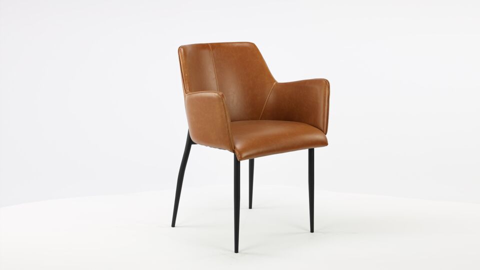 Interieurstoel Ethan Kleur Licht Bruin/Cognac Poten Metaal Zwart main product photo