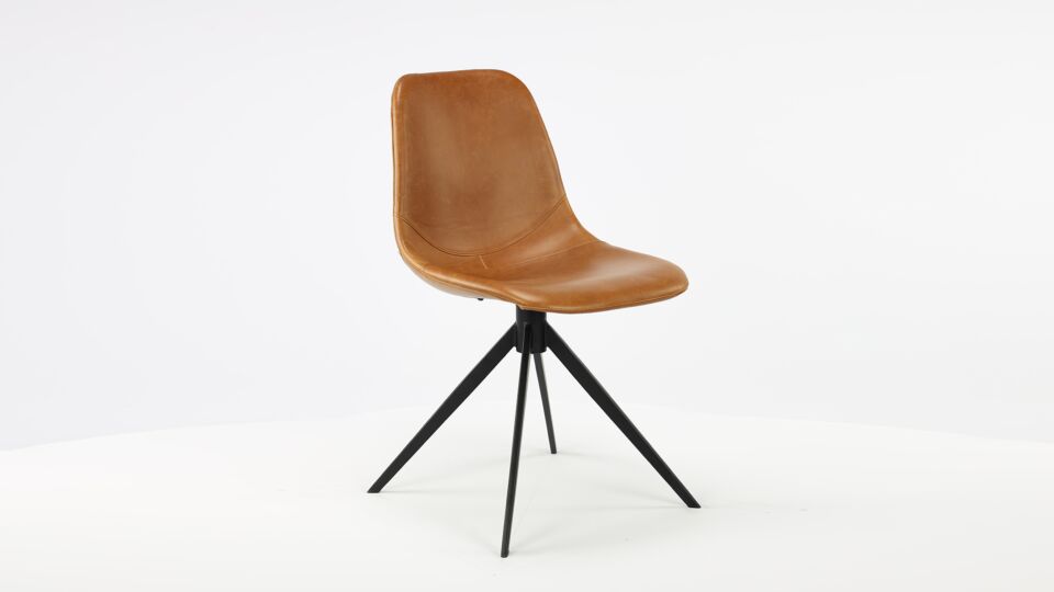 Dining room chair Shell model PU Vintage Cognac/Black Steel Legs on swivel base main product photo