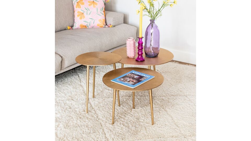 Coffee table set Nobby - Antique gold - Metal - 60 cm main product photo