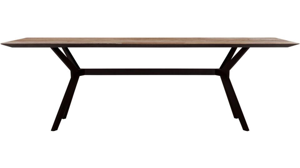Interieurtafel Metropole 225cm x 95cm x 78cm Recup Teak Hout Met Zwart Metalen Boemerang Frame main product photo