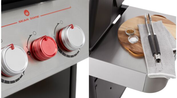 Genesis E-435 Schwarz mit GBS-Grillrost + Sear Station und Seitenbrenner 3